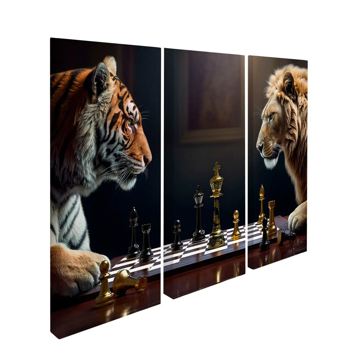 Game of Beast Lion vs Tiger Chess Wall Art