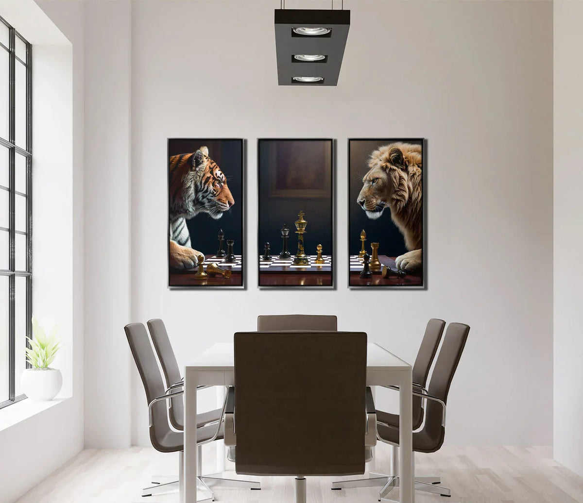Game of Beast Lion vs Tiger Chess Wall Art