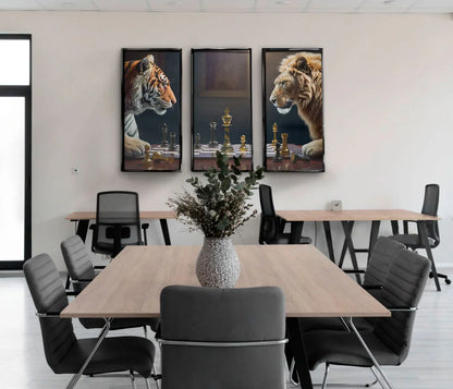 Game of Beast Lion vs Tiger Chess Wall Art