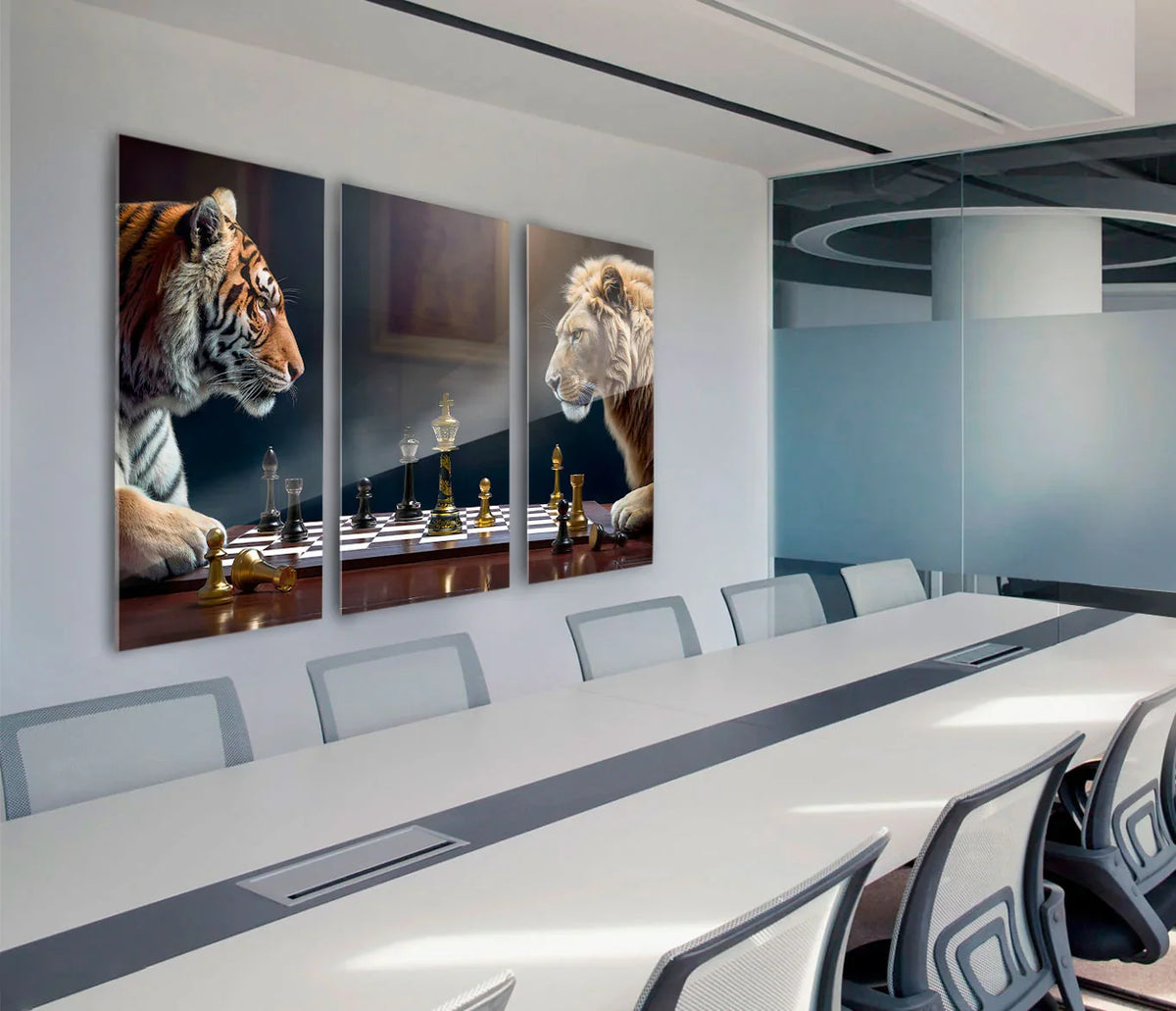 Game of Beast Lion vs Tiger Chess Wall Art