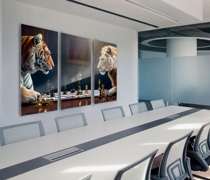 Game of Beast Lion vs Tiger Chess Wall Art